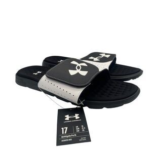 Under Armour Ignite Pro 3026023-003 Mens US 17 Slide Sandals Black White Slip On